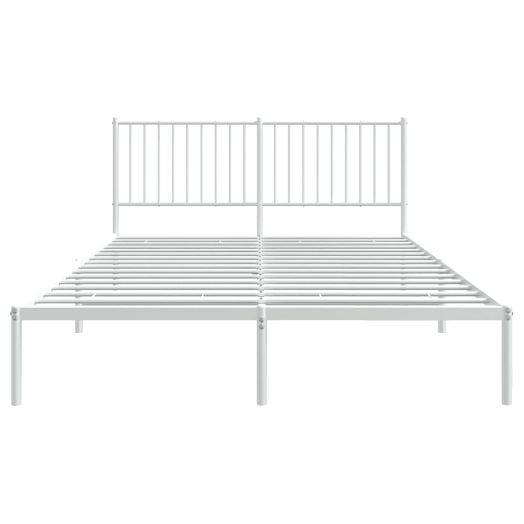 Metal Bed Frame with Headboard White 153x203 cm Queen Size