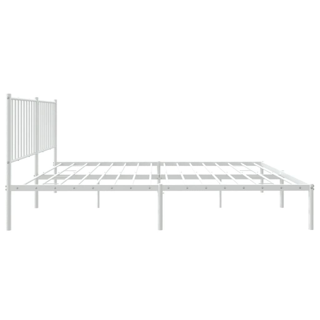 Metal Bed Frame with Headboard White 153x203 cm Queen Size