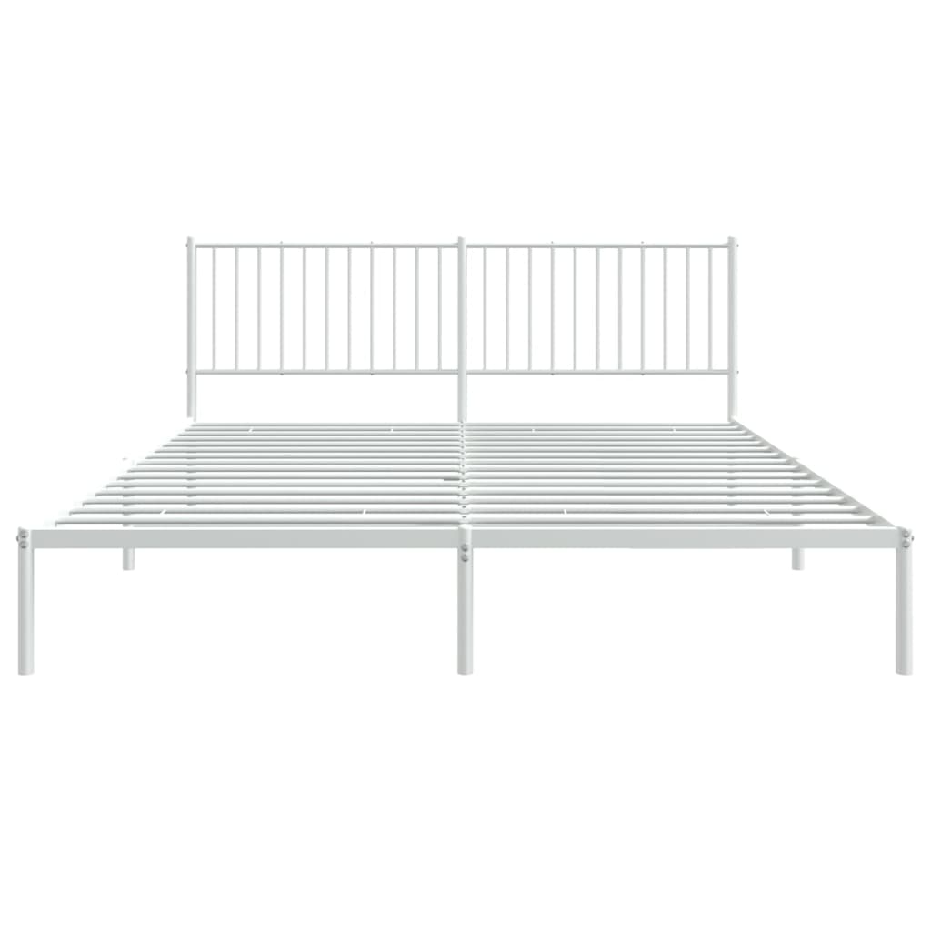 Metal Bed Frame with Headboard White 183x203 cm King Size