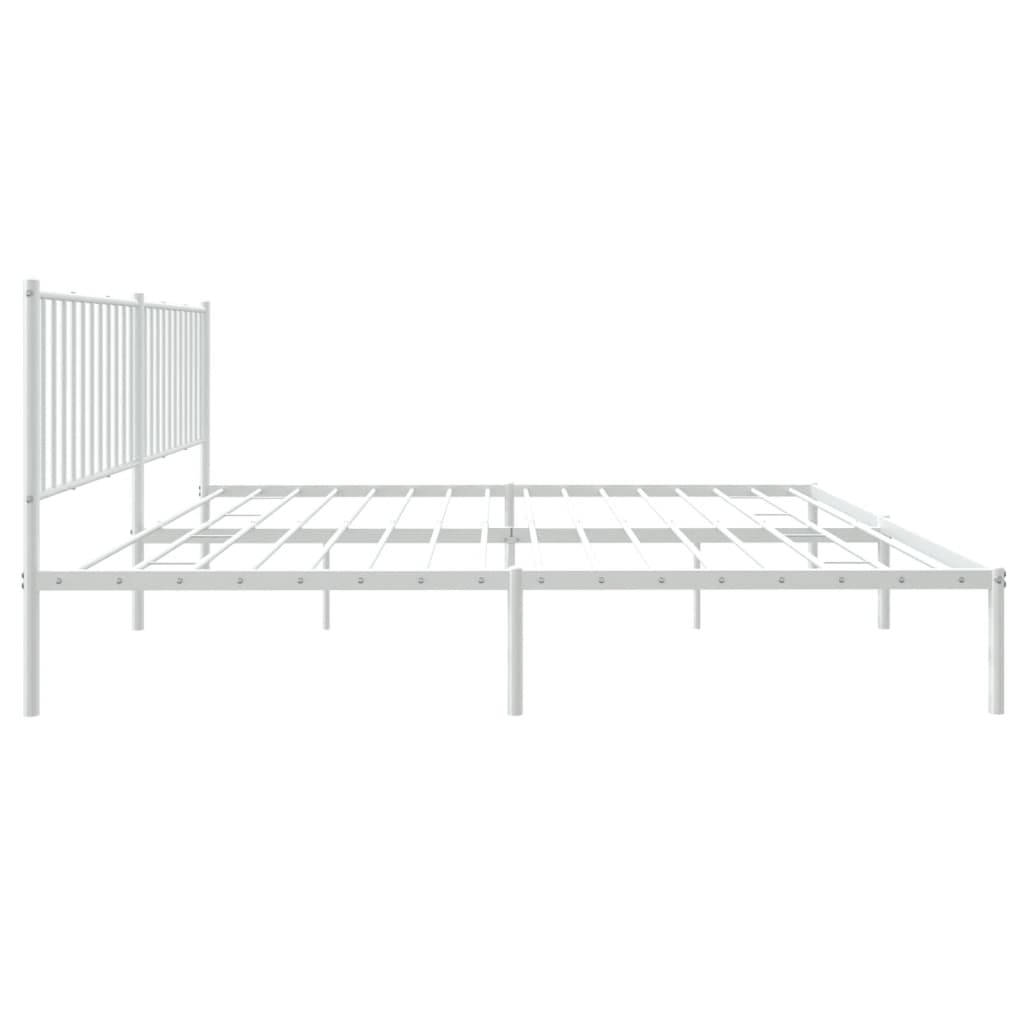 Metal Bed Frame with Headboard White 183x203 cm King Size