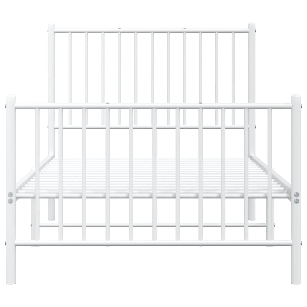 Metal Bed Frame with Headboard and Footboard White 92x187 cm Single Size