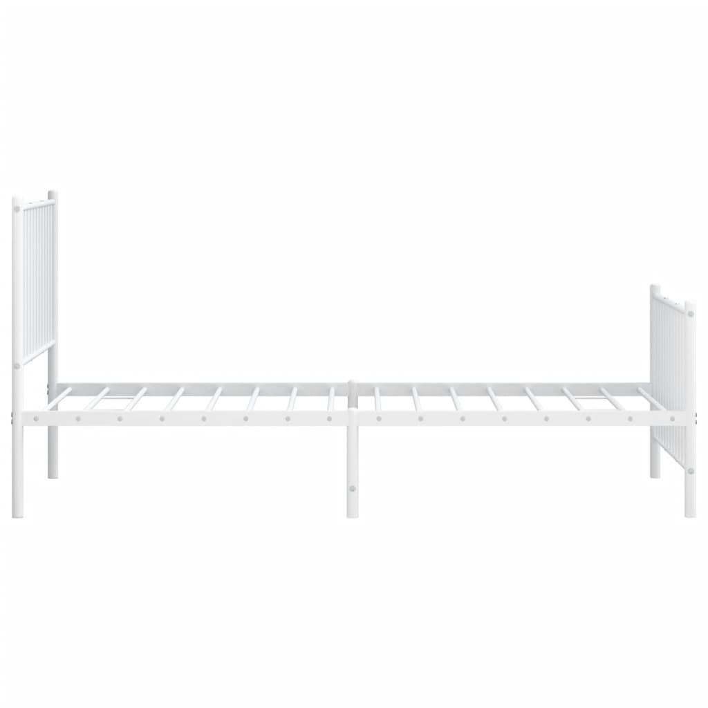 Metal Bed Frame with Headboard and Footboard White 92x187 cm Single Size