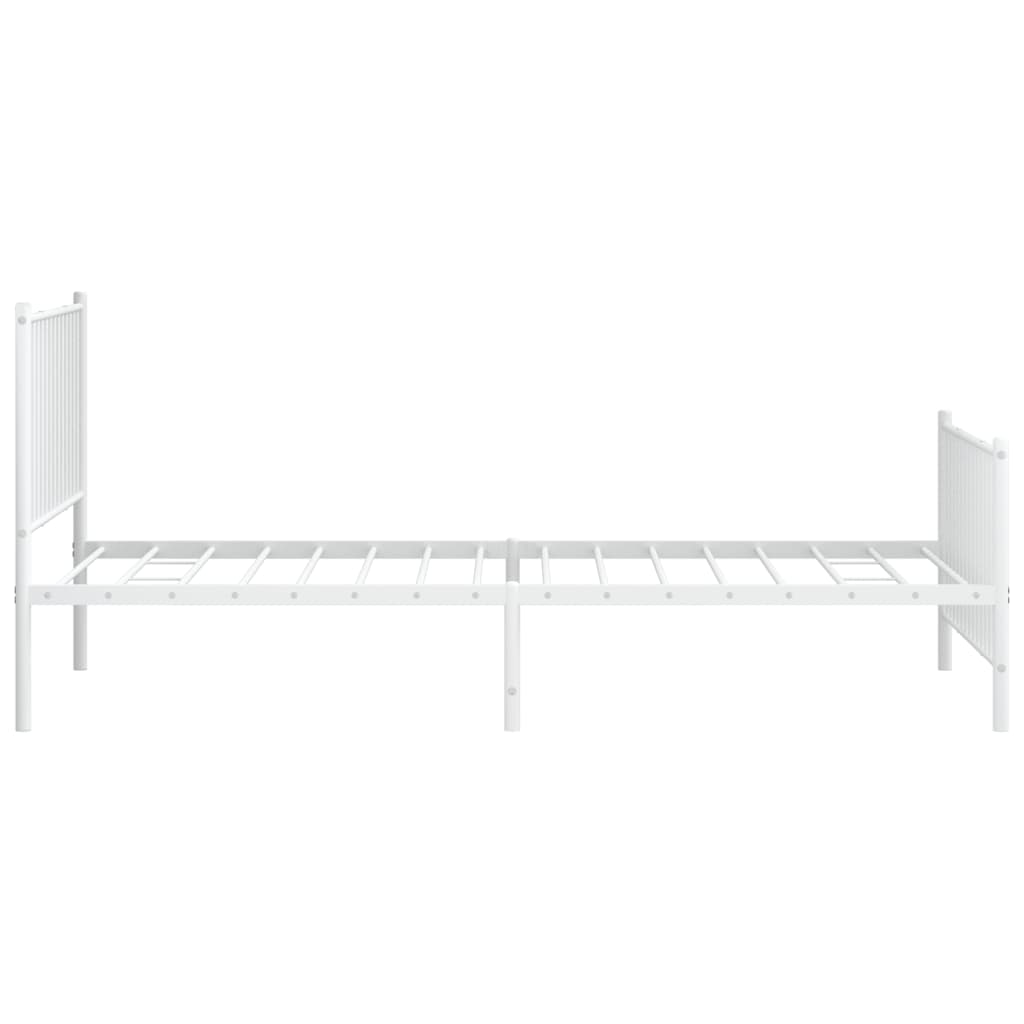 Metal Bed Frame with Headboard and Footboard White 107x203 cm