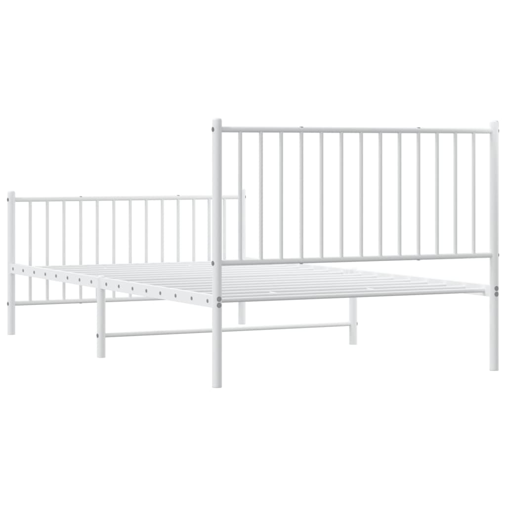 Metal Bed Frame with Headboard and Footboard White 107x203 cm