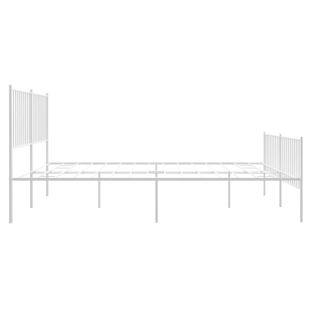 Metal Bed Frame with Headboard and Footboard White 153x203 cm Queen