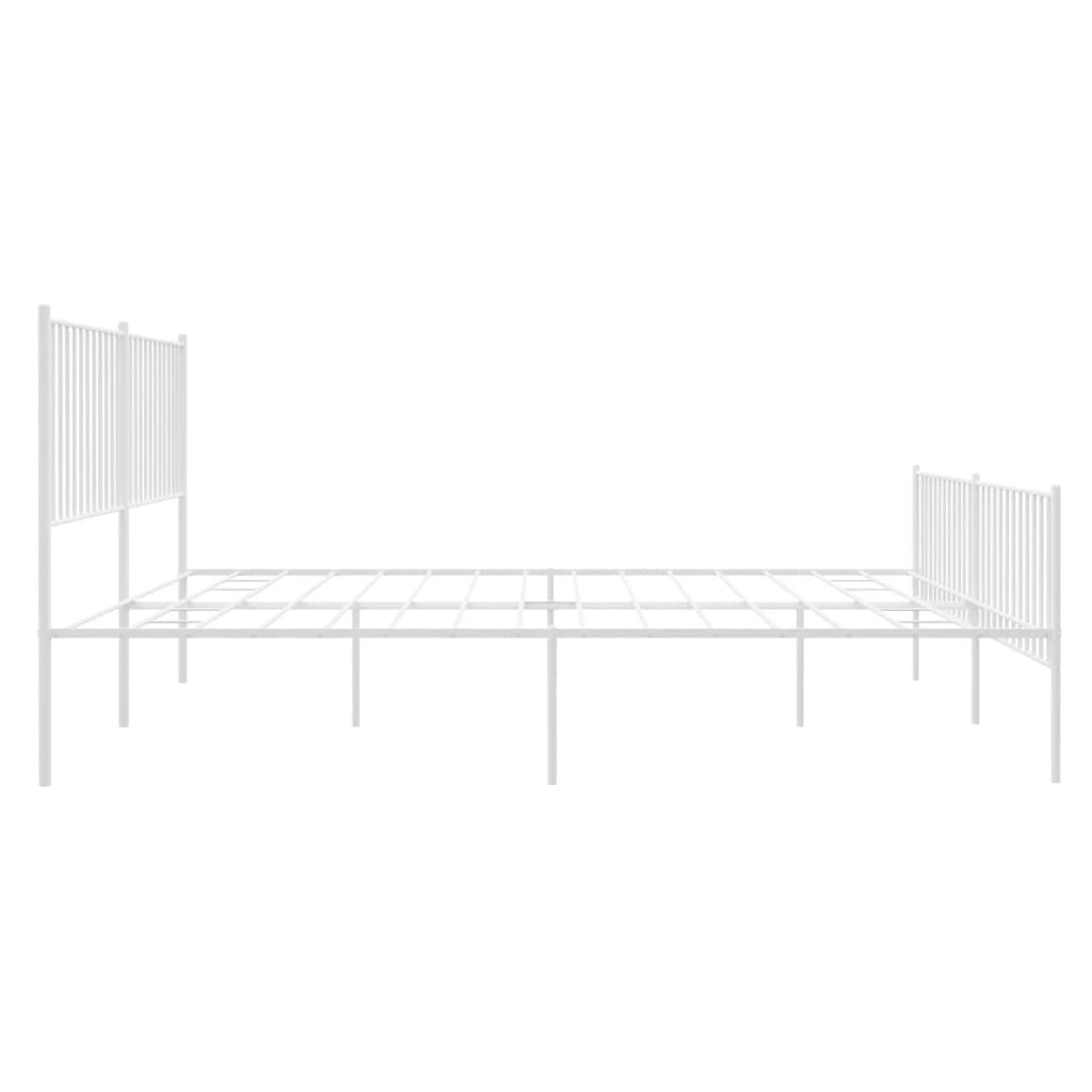 Metal Bed Frame with Headboard and Footboard White 183x203 cm King