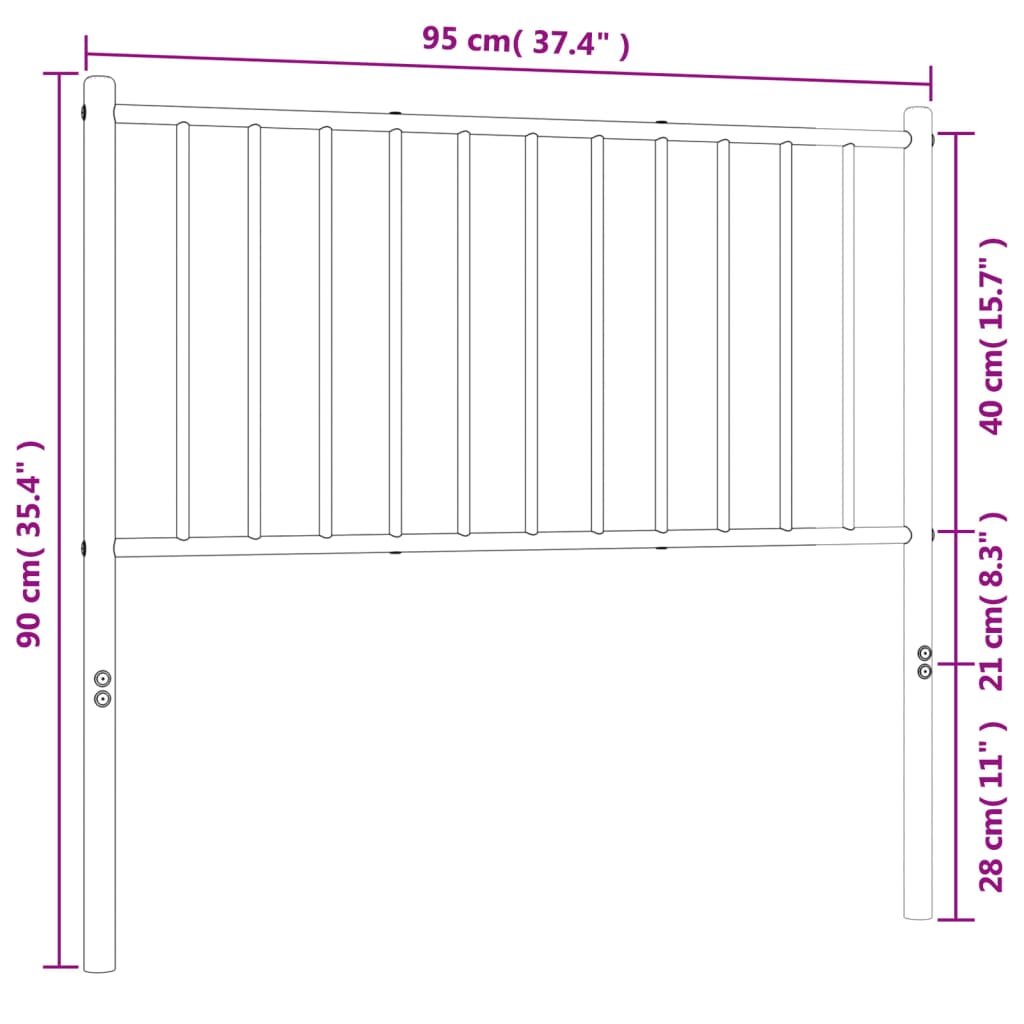 Metal Headboard White 90 cm