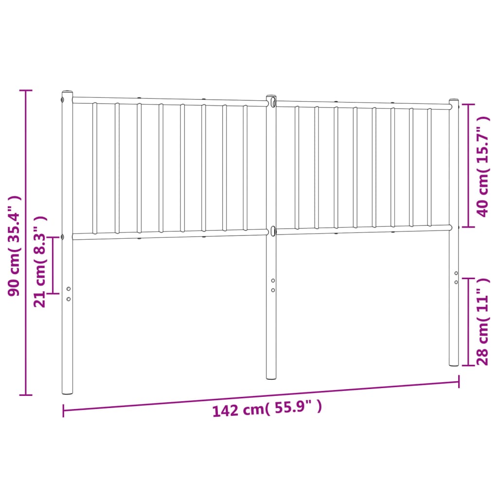 Metal Headboard White 137 cm