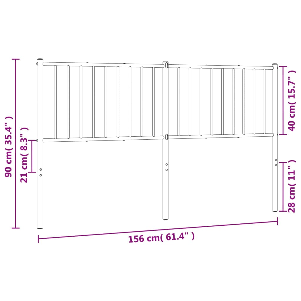 Metal Headboard White 152 cm