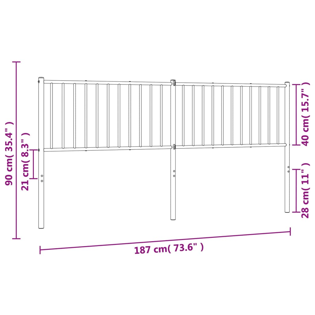 Metal Headboard White 183 cm