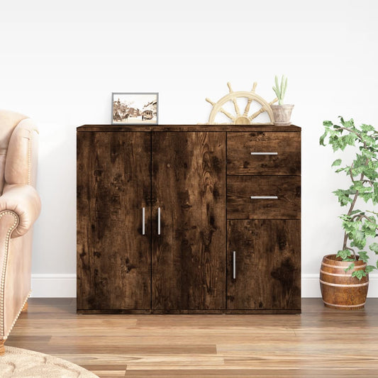 Sideboard Smoked Oak 91x29.5x75 cm Engineered Wood