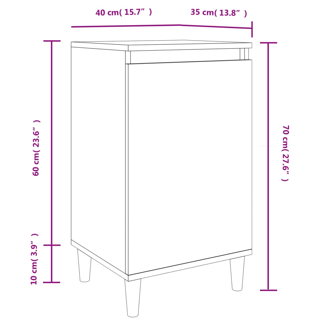 Bedside Cabinet High Gloss White 40x35x70 cm Engineered Wood