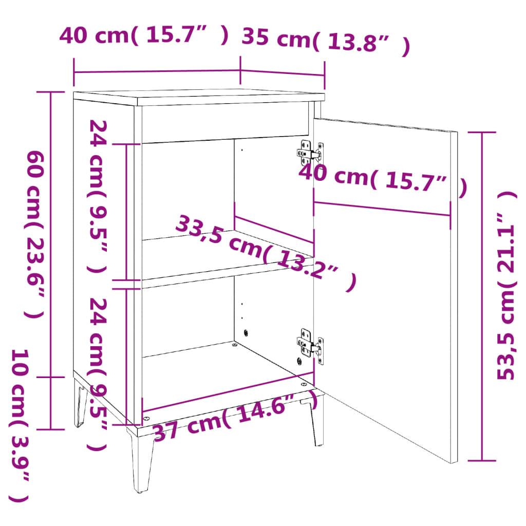 Bedside Cabinet White 40x35x70 cm Engineered Wood