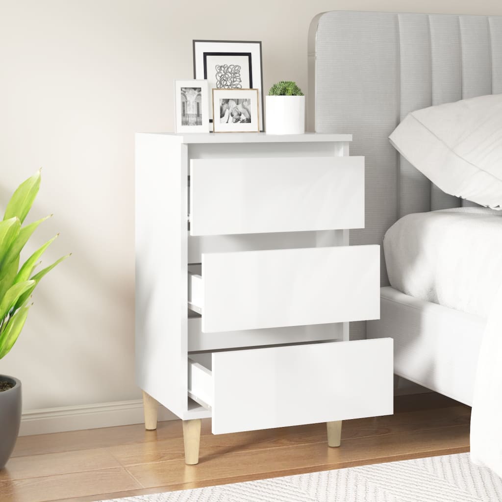 Bedside Cabinet High Gloss White 40x35x70 cm Engineered Wood