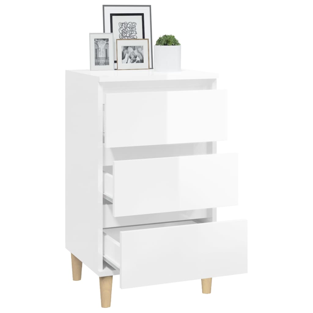 Bedside Cabinet High Gloss White 40x35x70 cm Engineered Wood