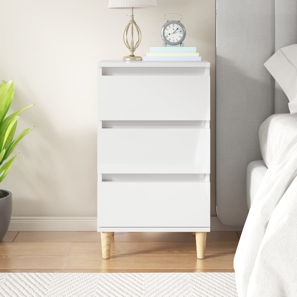 Bedside Cabinet High Gloss White 40x35x70 cm Engineered Wood