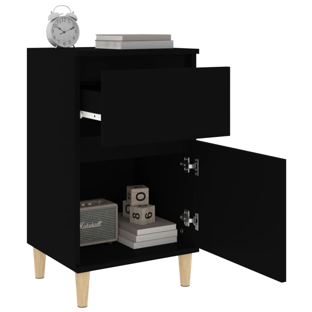 Bedside Cabinet Black 40x35x70 cm