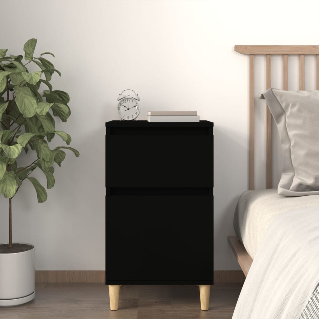 Bedside Cabinet Black 40x35x70 cm