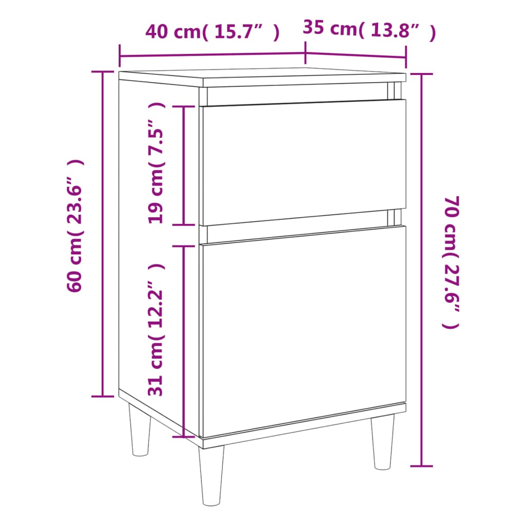 Bedside Cabinets 2 pcs Black 40x35x70 cm