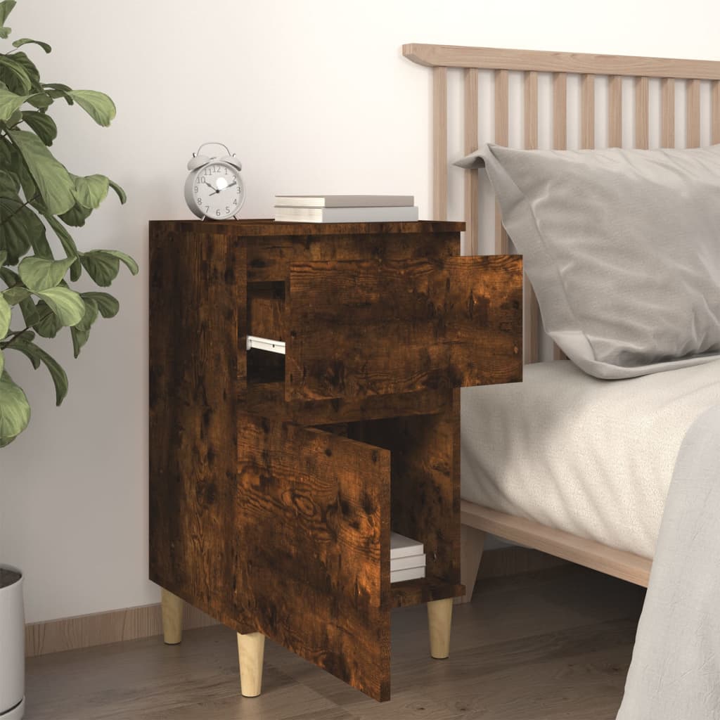 Bedside Cabinet Smoked Oak 40x35x70 cm