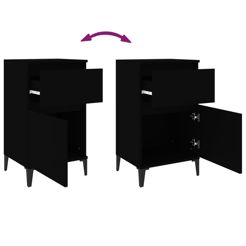 Bedside Cabinets 2 pcs Black 40x35x70 cm