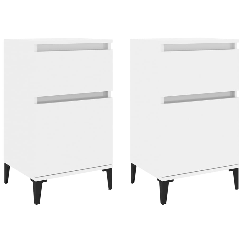 Bedside Cabinets 2 pcs High Gloss White 40x35x70 cm