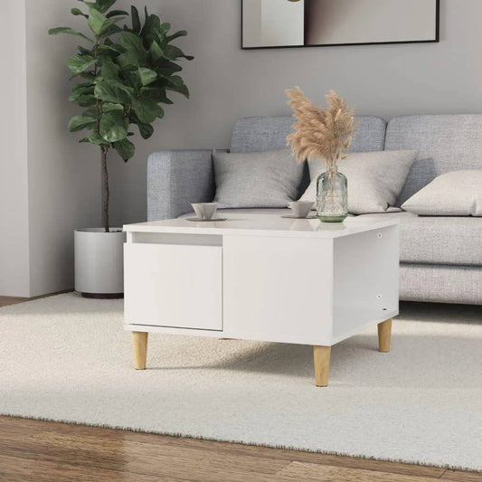 Coffee Table High Gloss White 55x55x36.5 cm Engineered Wood