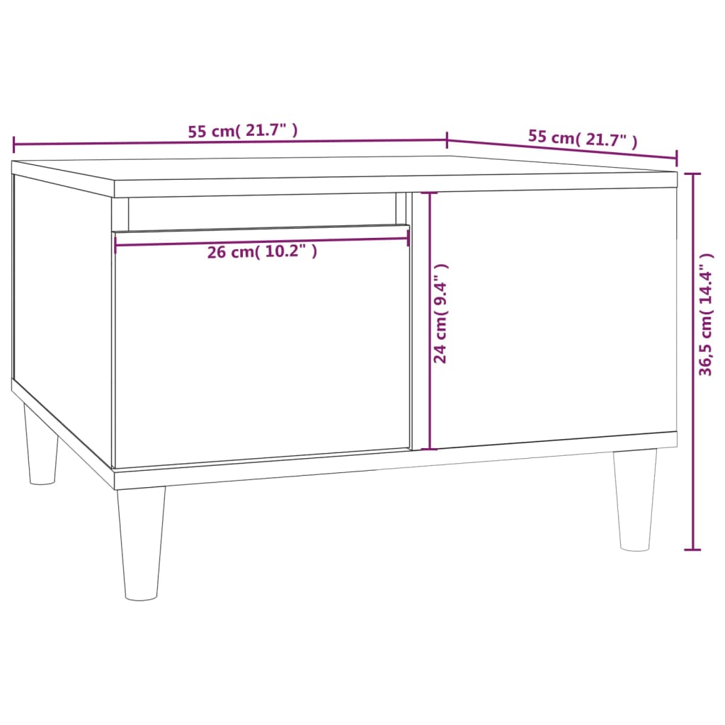 Coffee Table Brown Oak 55x55x36.5 cm Engineered Wood