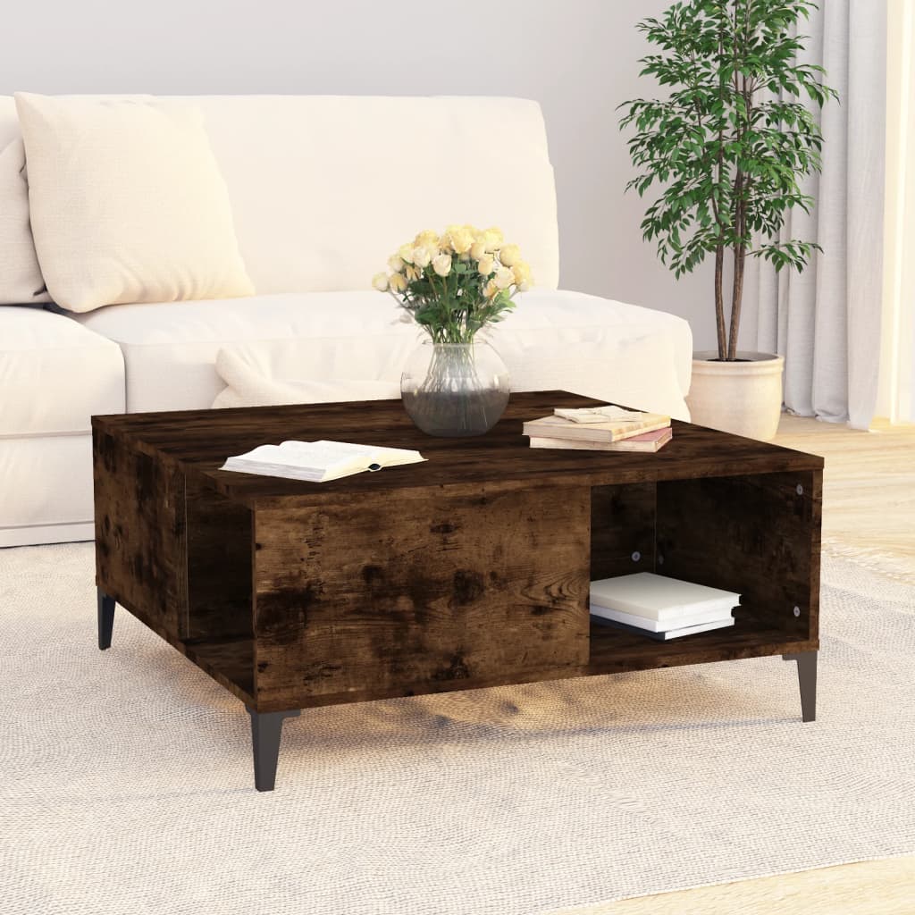 Coffee Table Smoked Oak 80x80x36.5 cm Engineered Wood