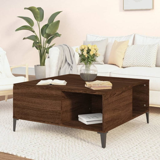 Coffee Table Brown Oak 80x80x36.5 cm Engineered Wood