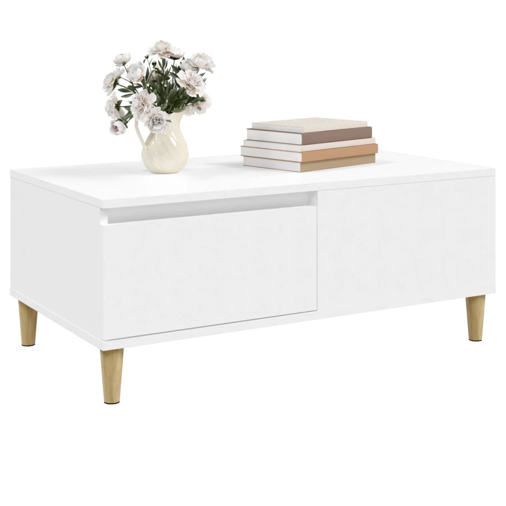 Coffee Table White 90x50x36.5 cm Engineered Wood