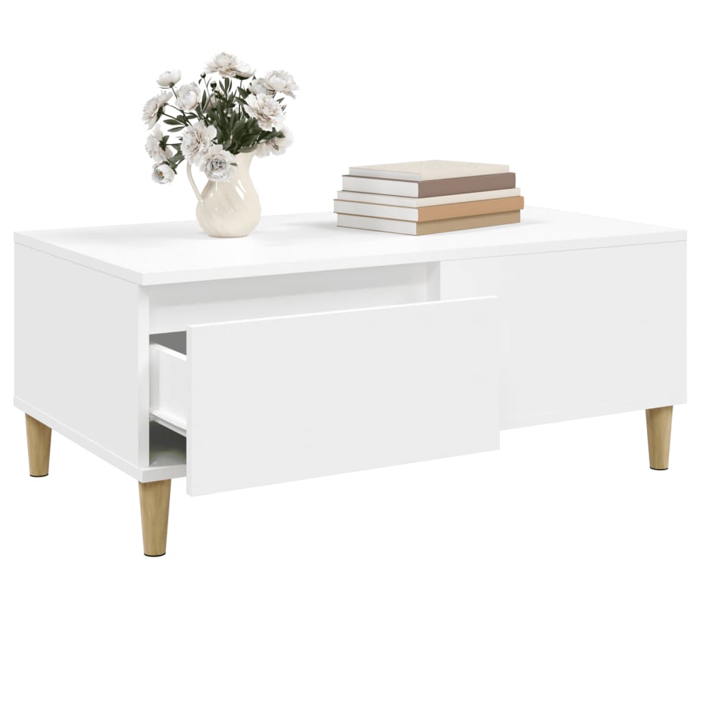 Coffee Table White 90x50x36.5 cm Engineered Wood