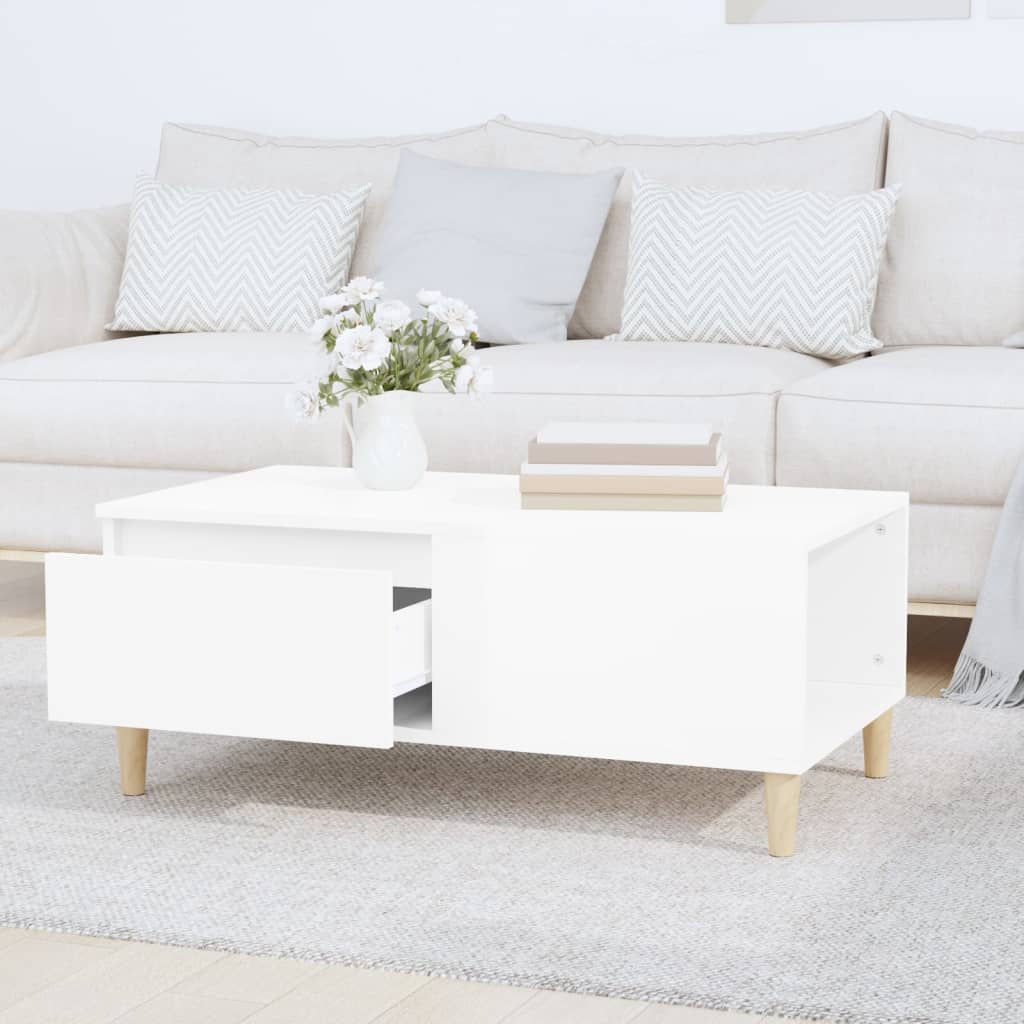 Coffee Table High Gloss White 90x50x36.5 cm Engineered Wood