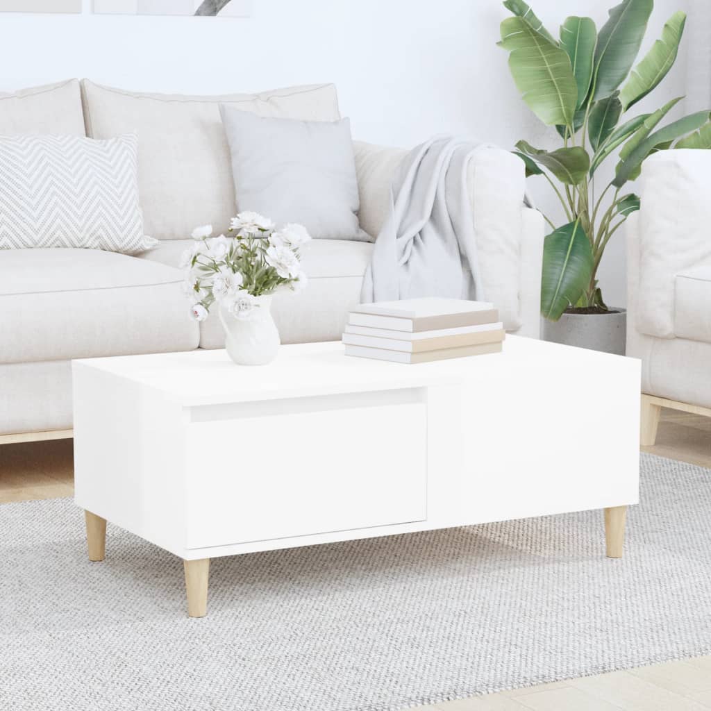 Coffee Table High Gloss White 90x50x36.5 cm Engineered Wood