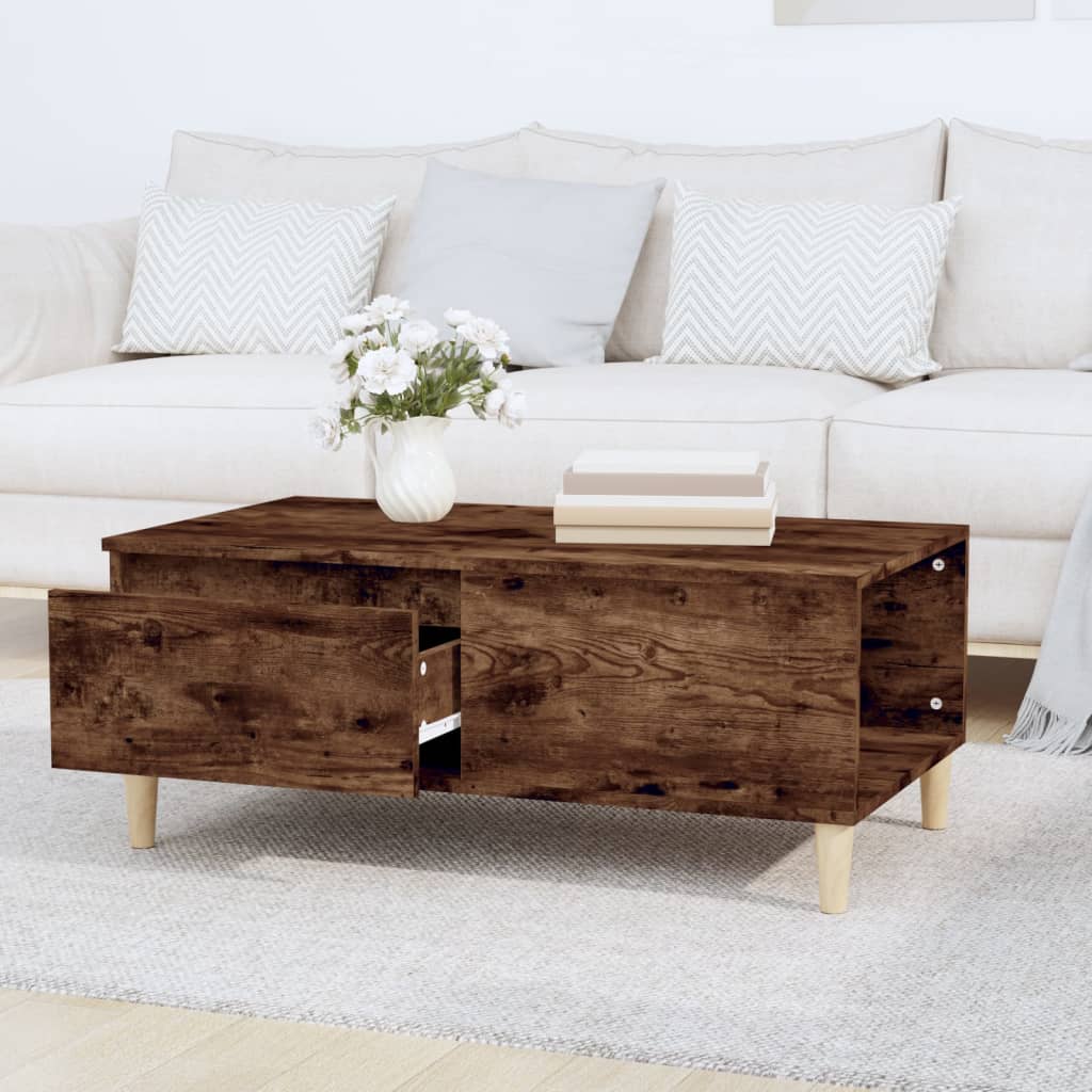 Coffee Table Smoked Oak 90x50x36.5 cm Engineered Wood