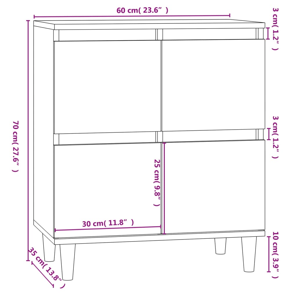 Sideboard Black 60x35x70 cm Engineered Wood