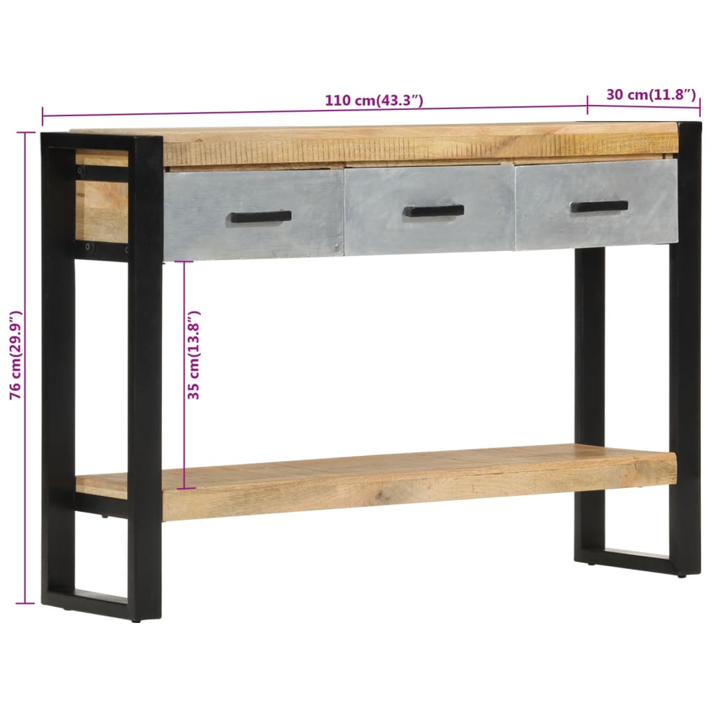 Console Table 110x30x76 cm Solid Rough Wood Mango