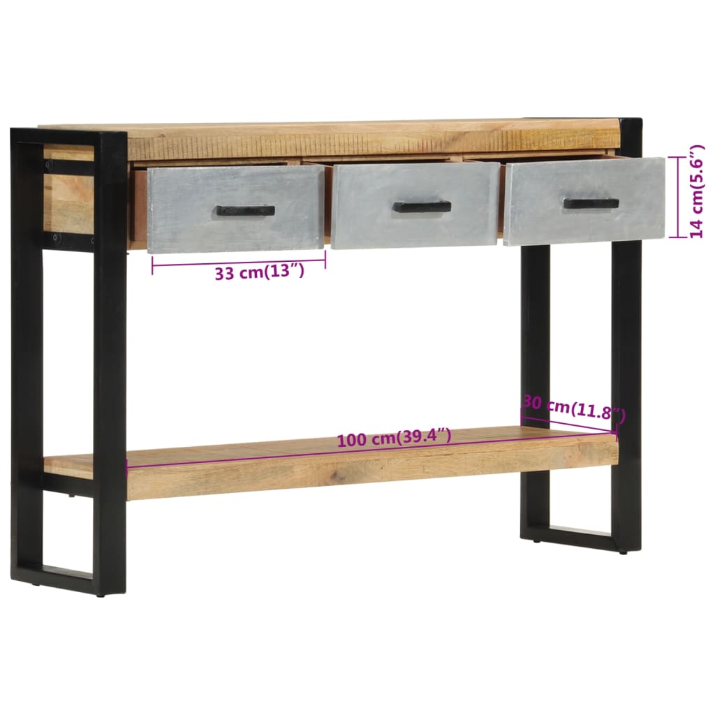 Console Table 110x30x76 cm Solid Rough Wood Mango