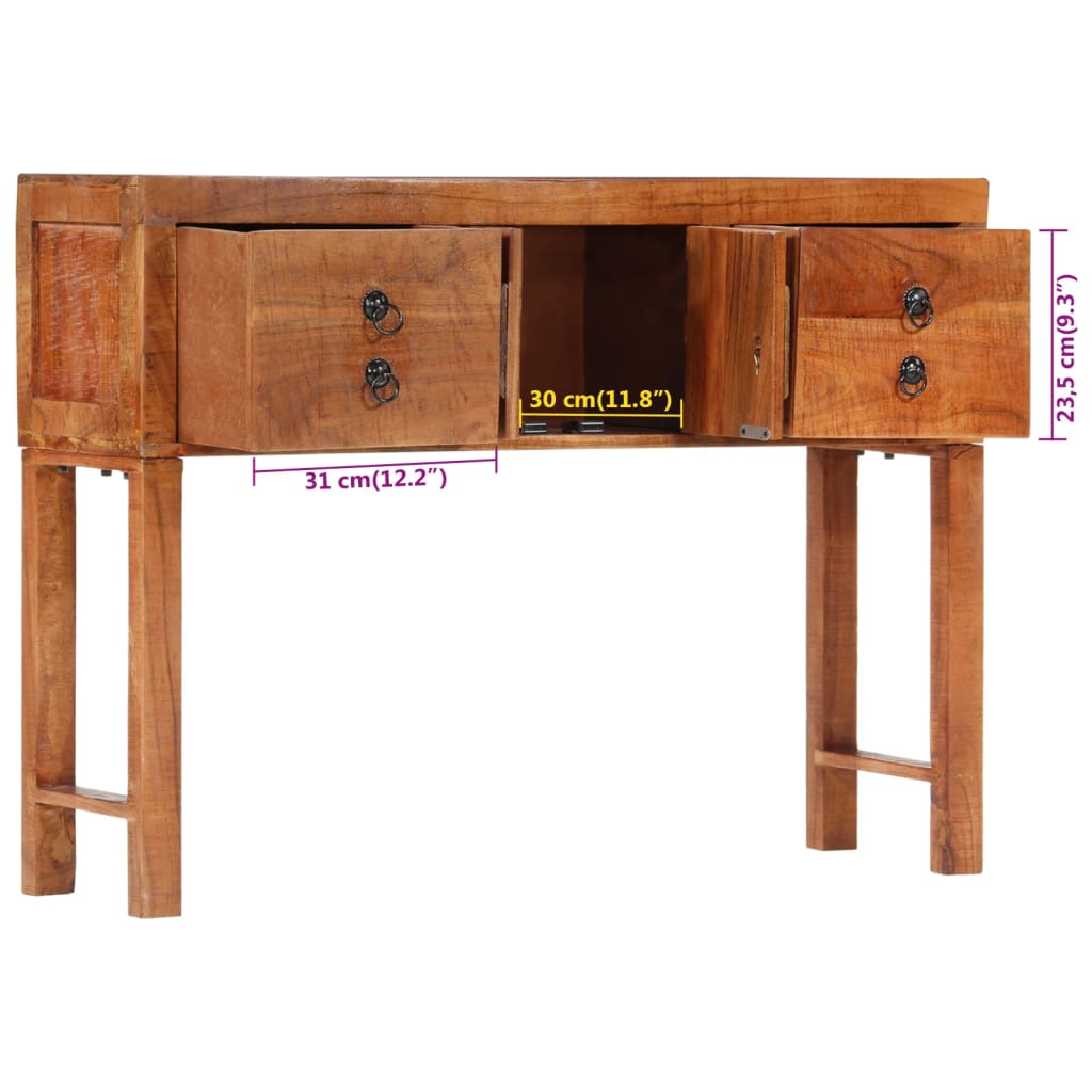 Console Table 120x32x80 cm Solid Rough Wood Acacia