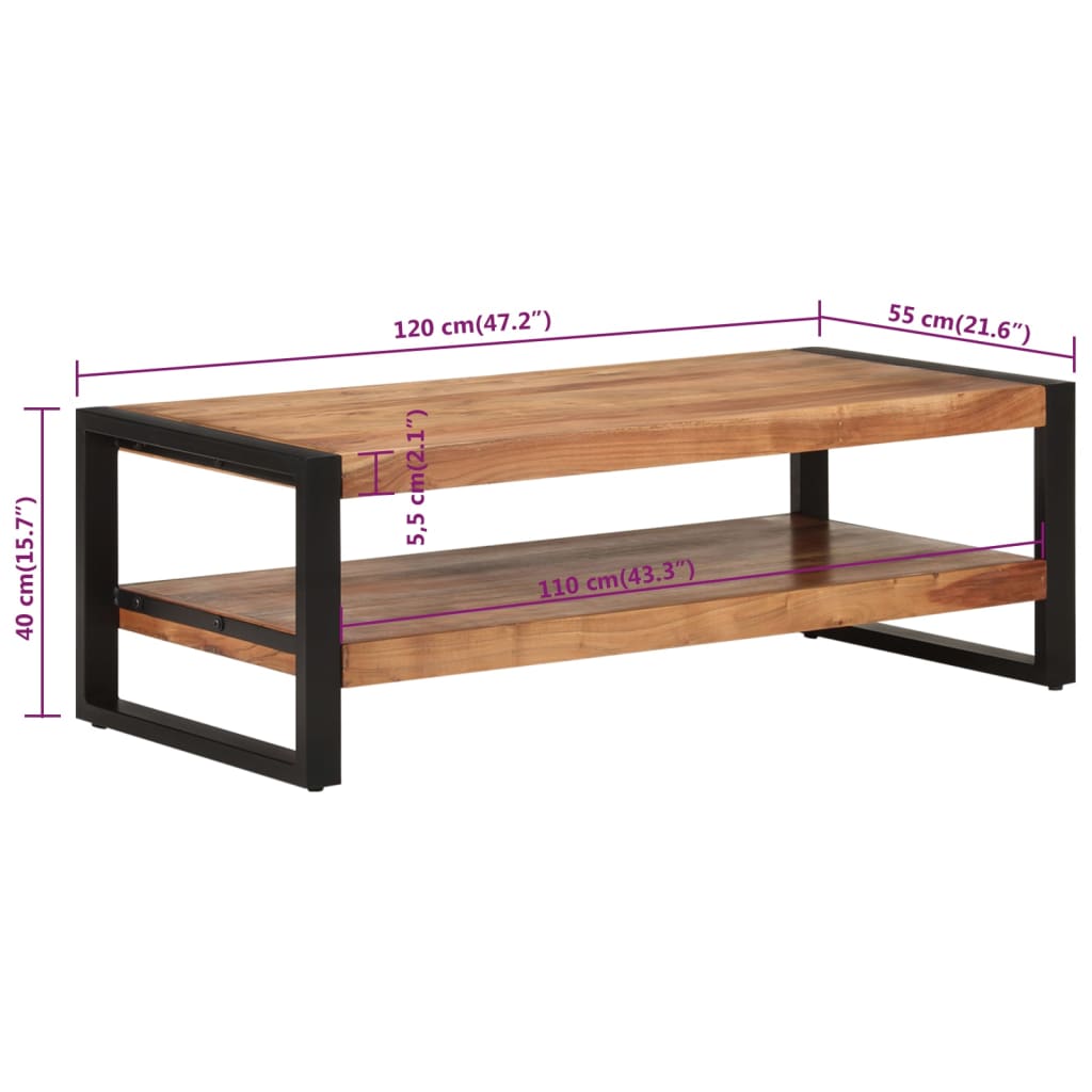 Coffee Table 120x55x40 cm Solid Wood Acacia