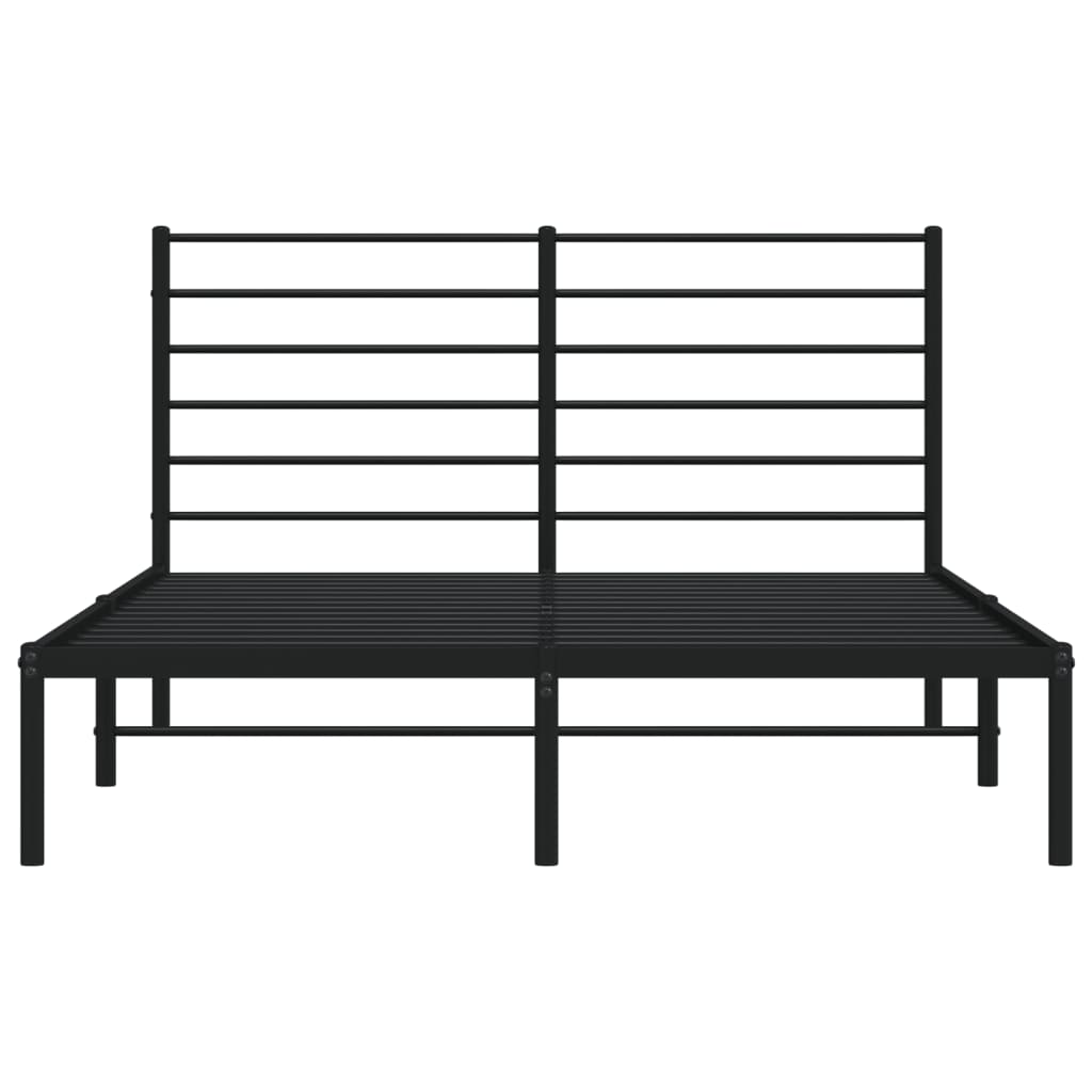 Metal Bed Frame with Headboard Black 137x187 cm Double Size