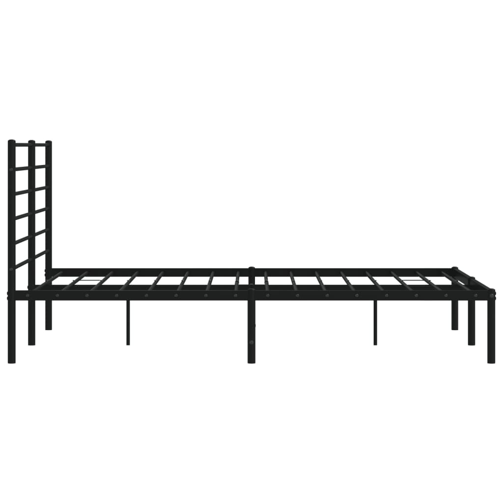 Metal Bed Frame with Headboard Black 137x187 cm Double Size