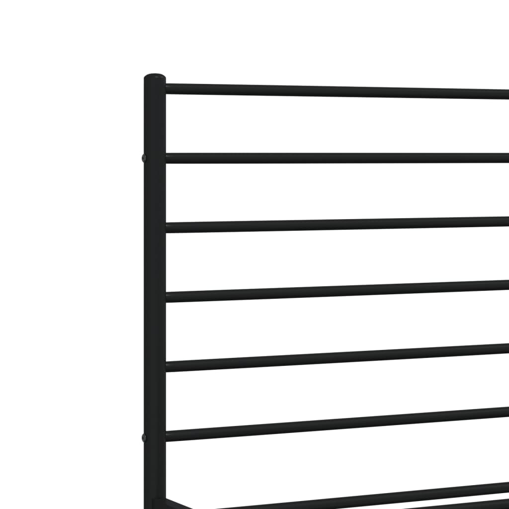 Metal Bed Frame with Headboard Black 137x187 cm Double Size