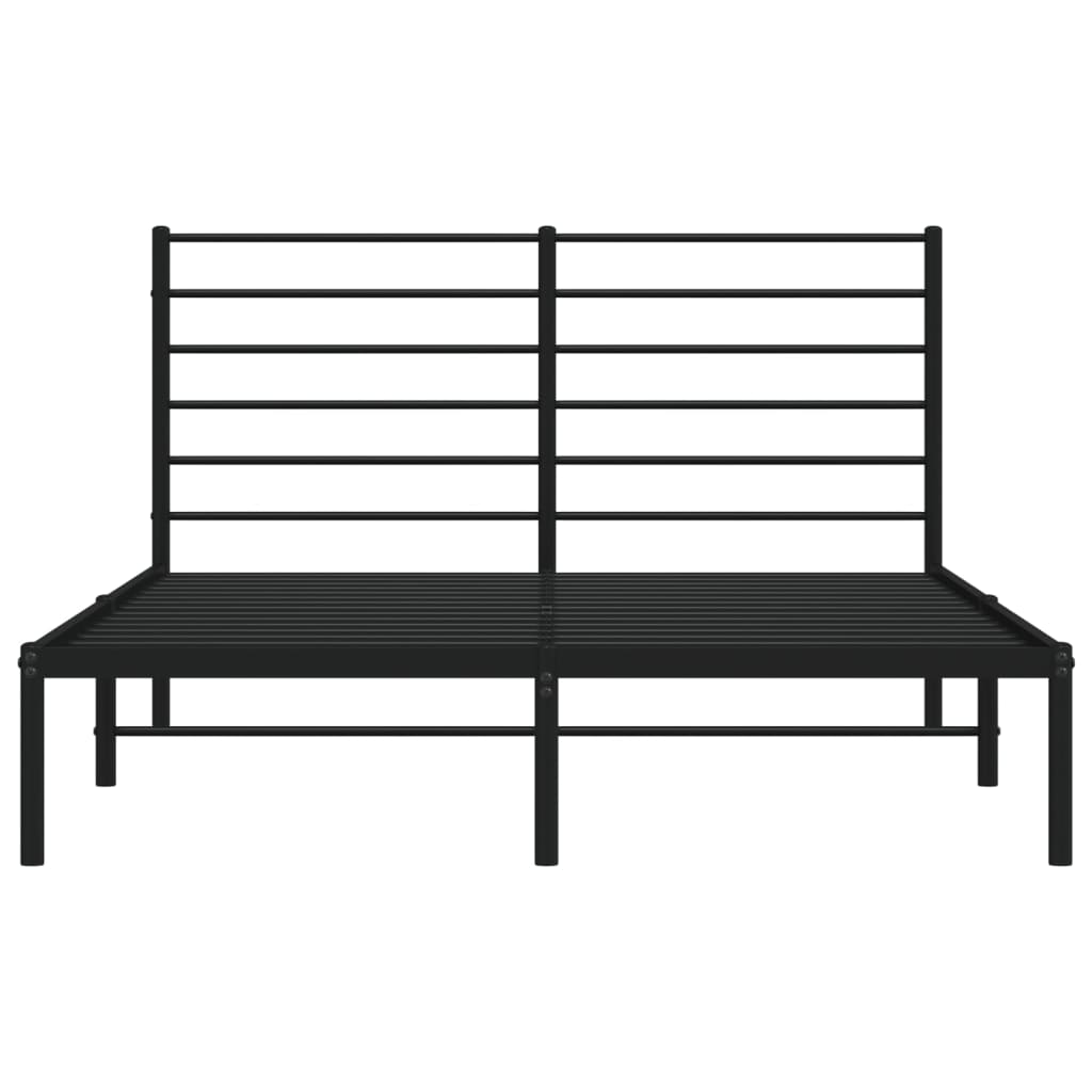 Metal Bed Frame with Headboard Black 153x203 cm Queen