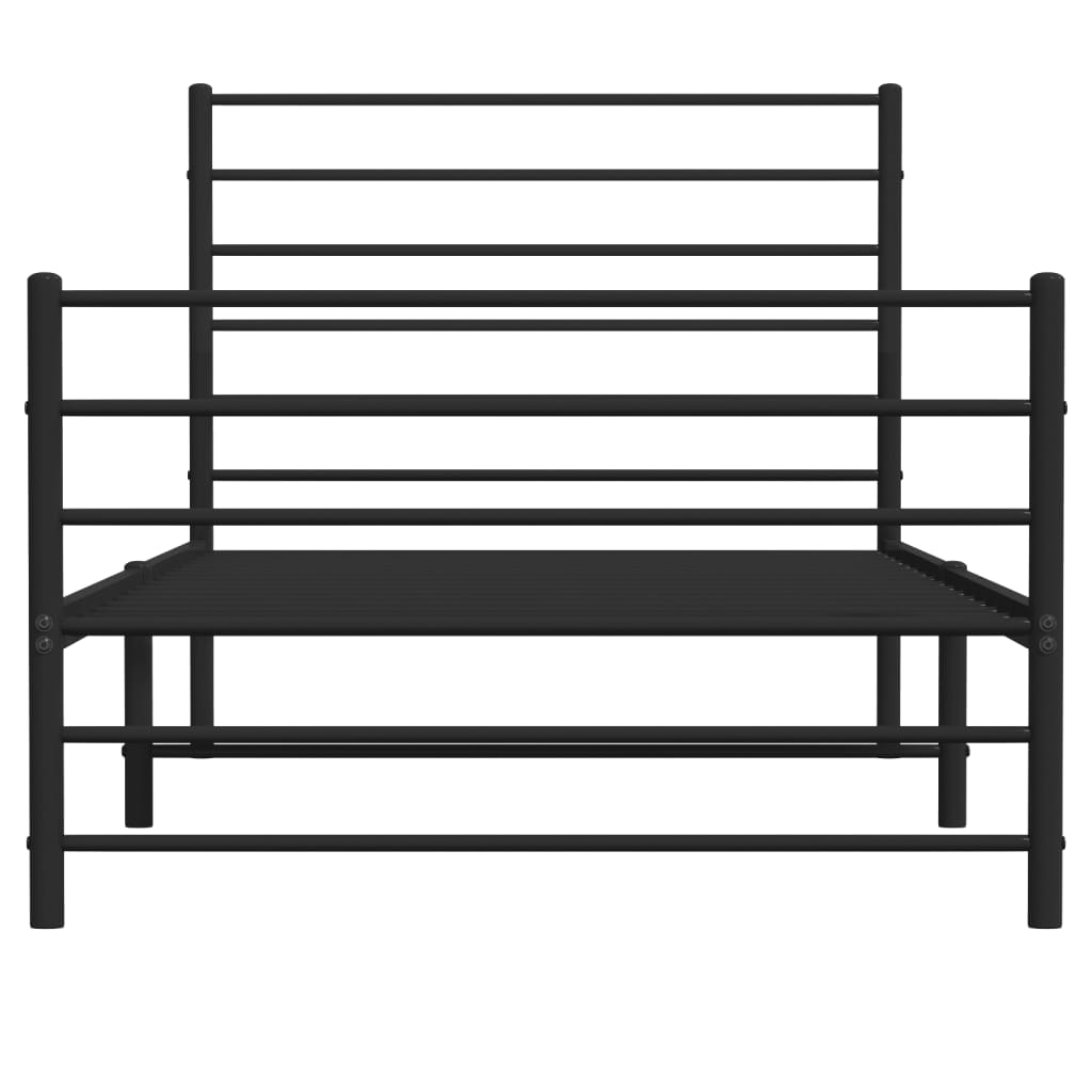 Metal Bed Frame with Headboard and Footboard Black 92x187 cm Single Size