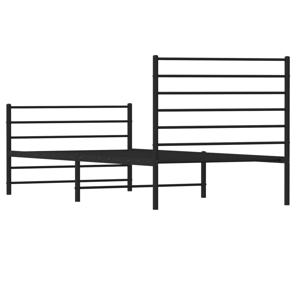 Metal Bed Frame with Headboard and Footboard Black 92x187 cm Single Size