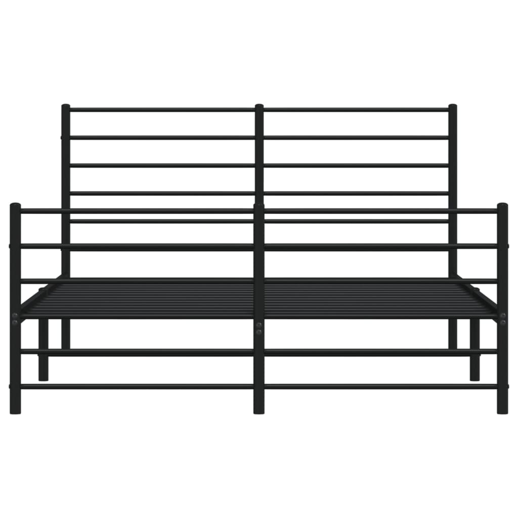 Metal Bed Frame with Headboard and Footboard Black 137x187 cm Double