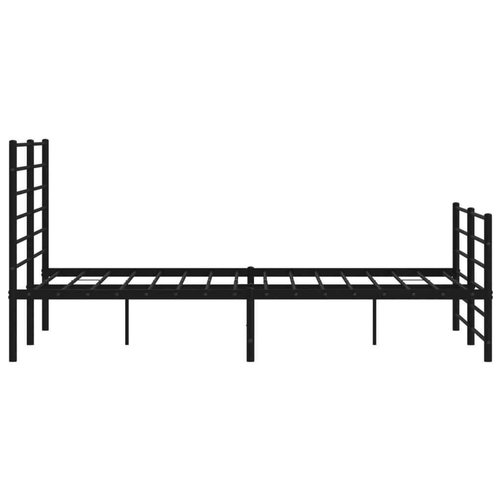 Metal Bed Frame with Headboard and Footboard Black 137x187 cm Double