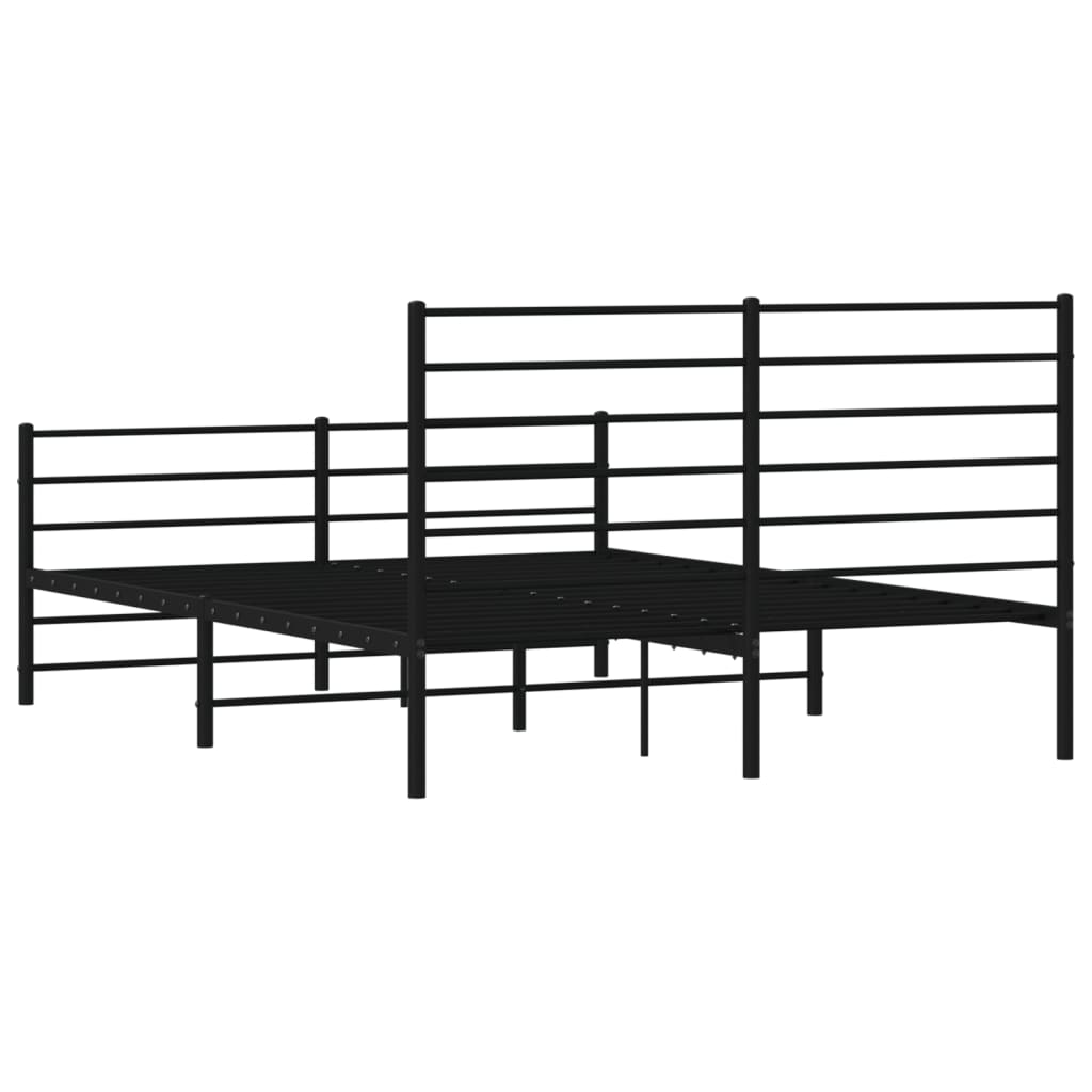 Metal Bed Frame with Headboard and Footboard Black 137x187 cm Double