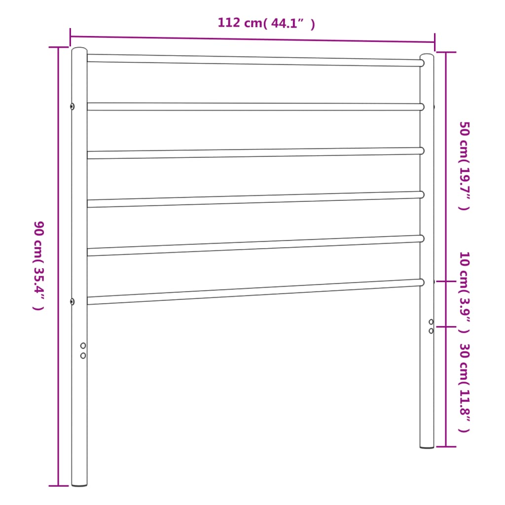 Metal Headboard Black 107 cm